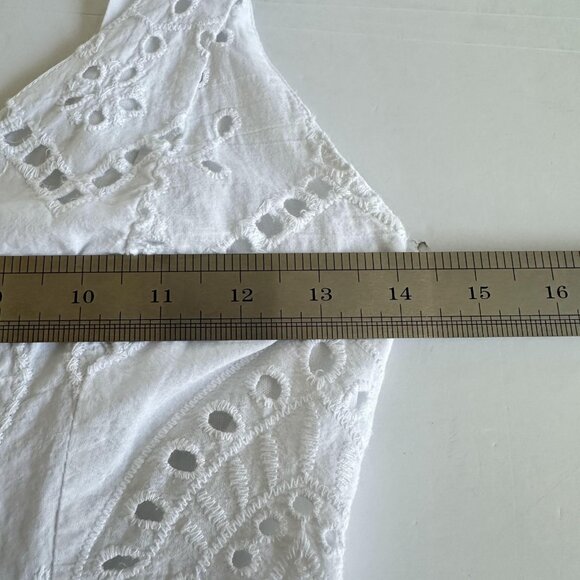 Japna Dress Womens S White Eyelet Embroidered Scalloped Hem Cottagecore Peasant - Picture 10 of 13